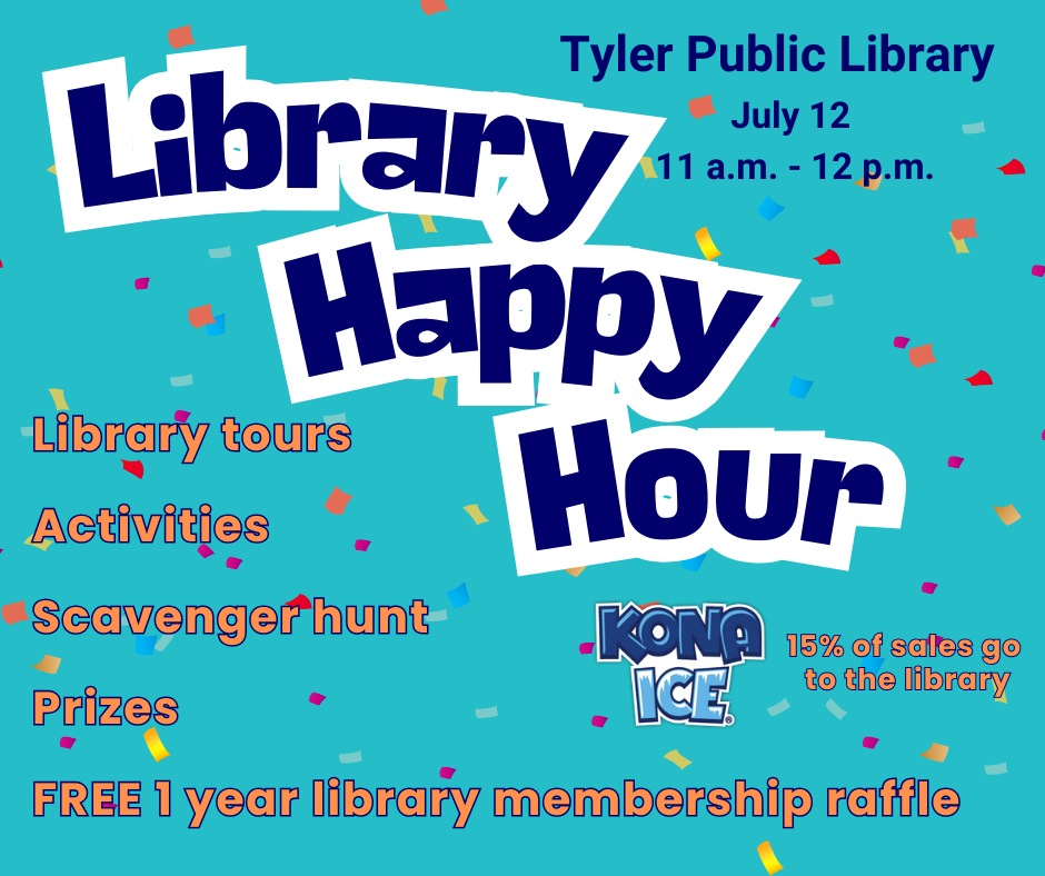 Programming social media post Library happy Hour July 2025