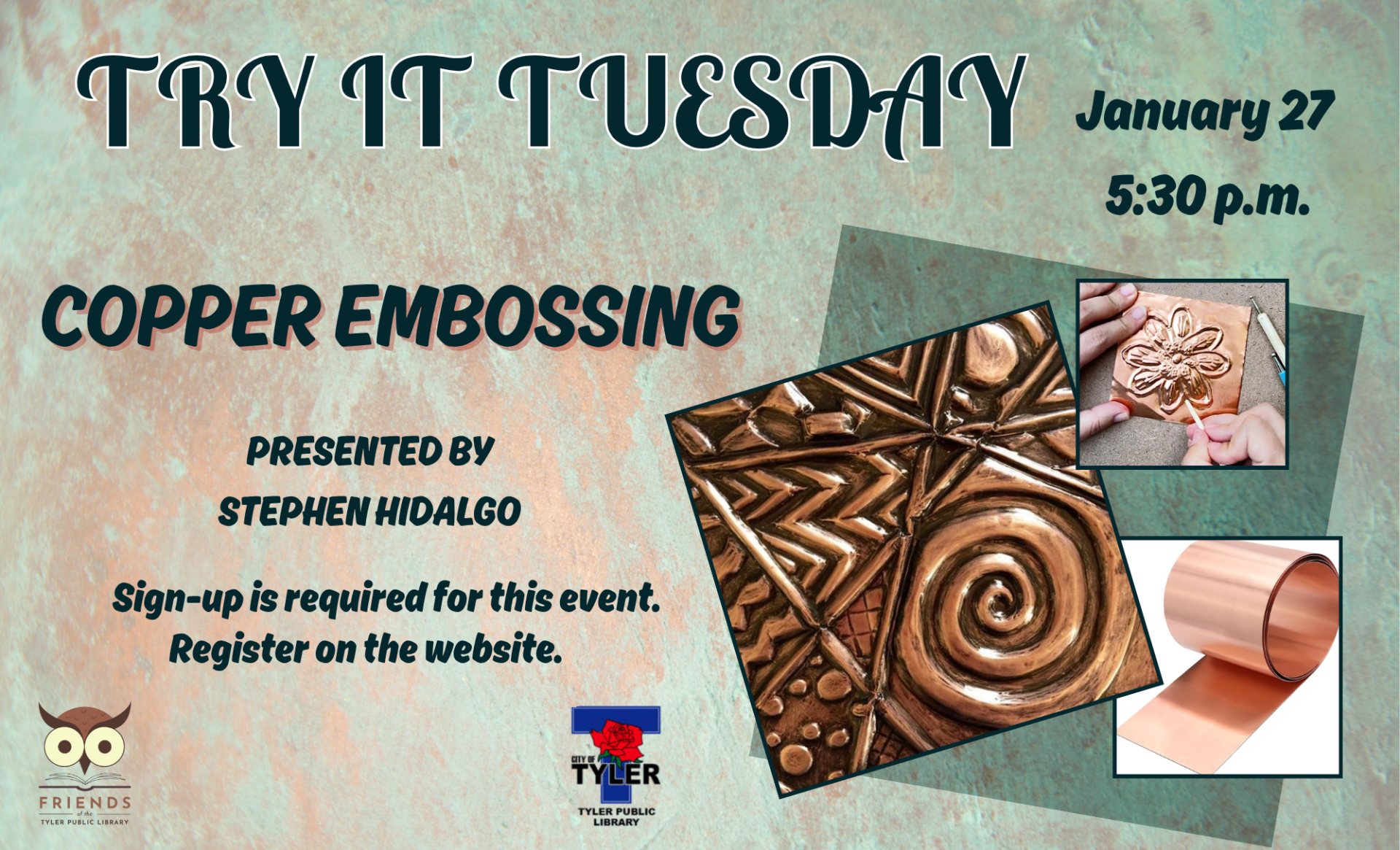 Adult Programming TRY IT TUESDAY copper Embossing