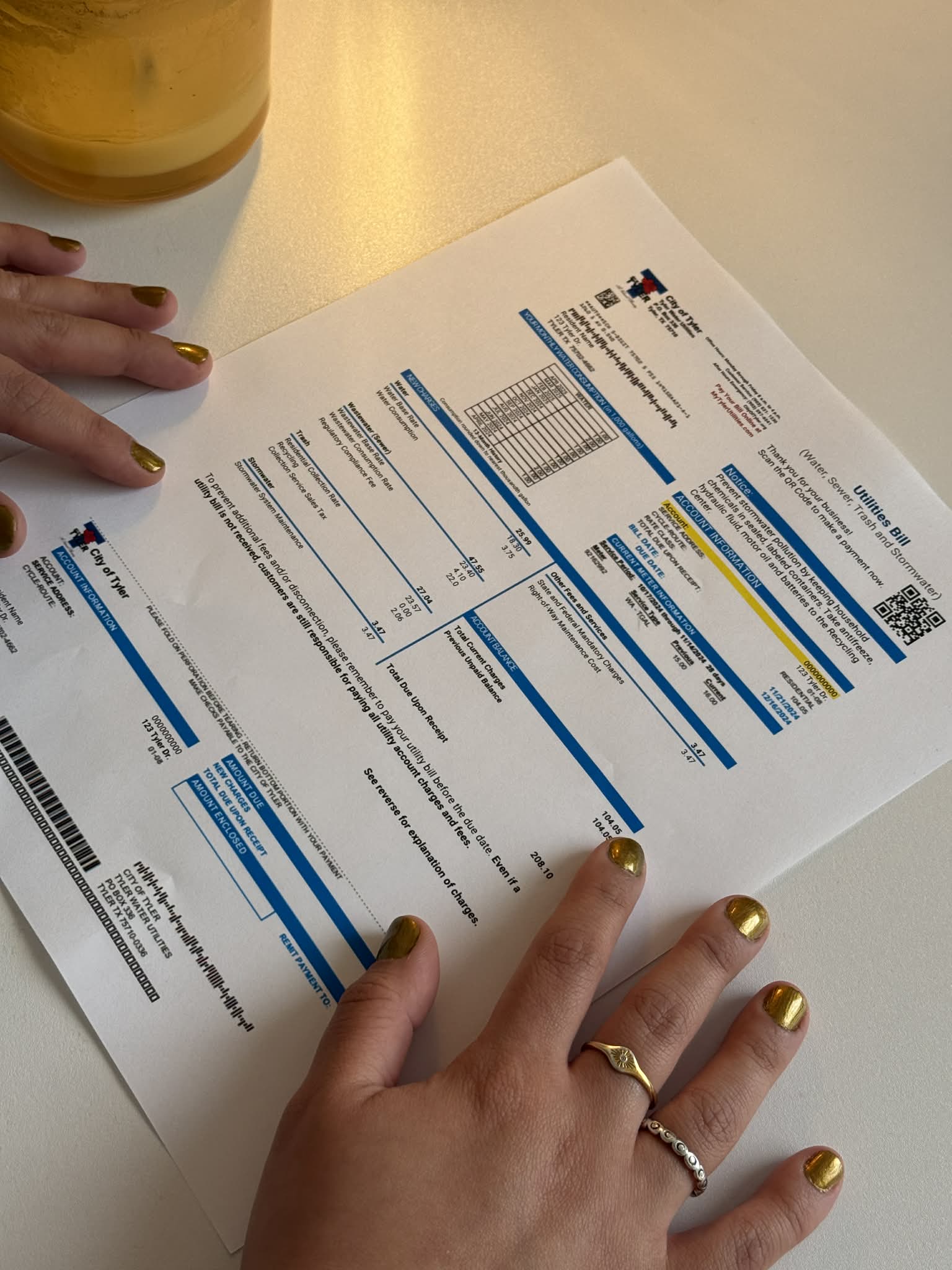 Photo of new utility bill