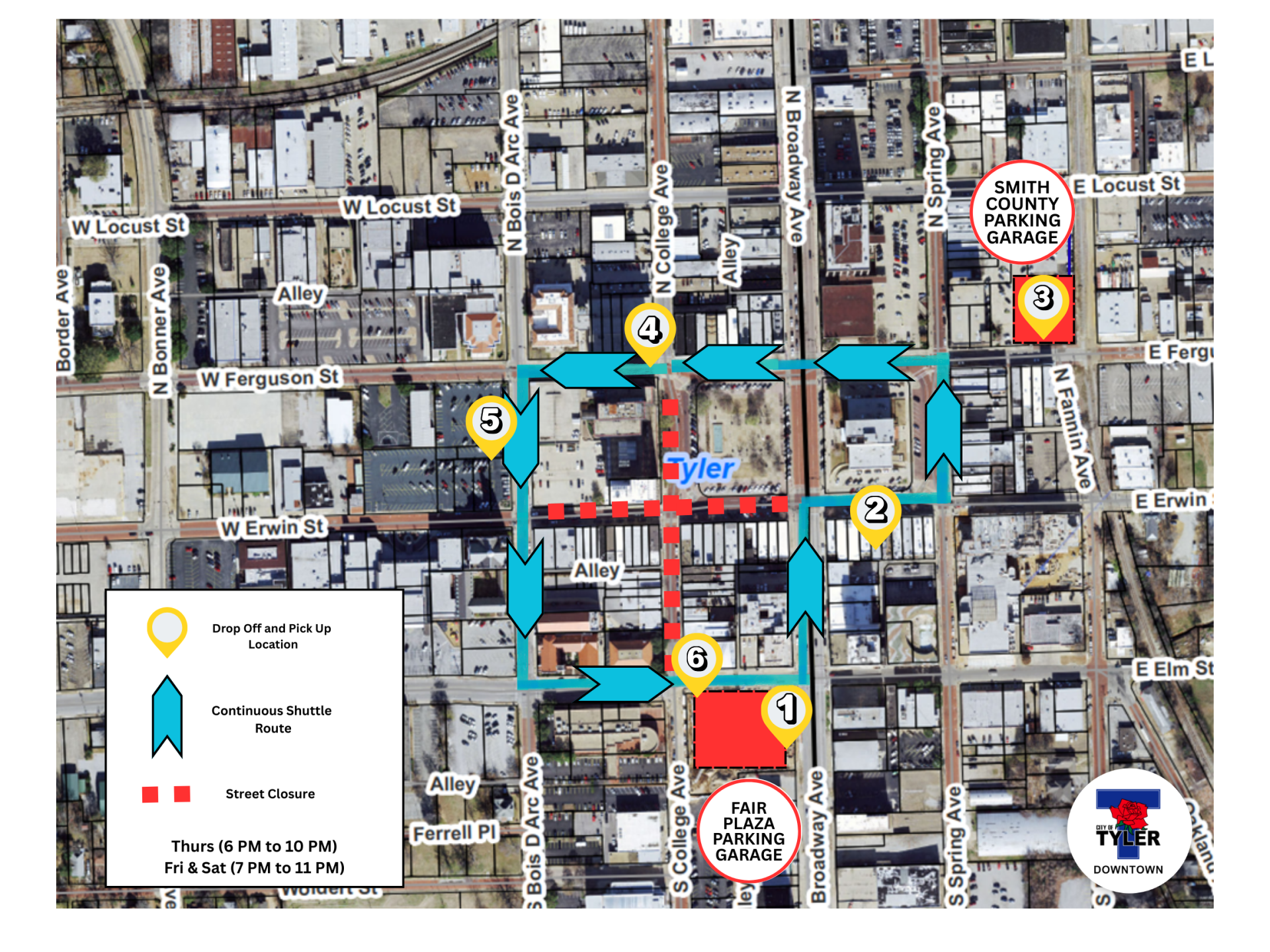 Downtown Evening Shuttle Route